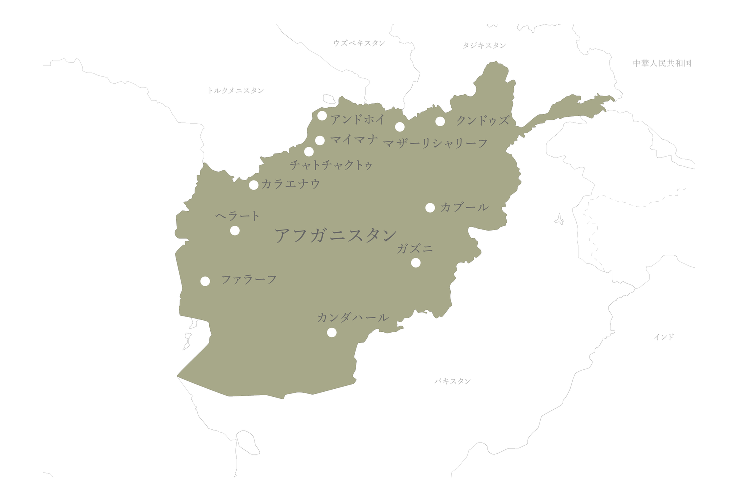 ラグの生産地アフガニスタンの地図